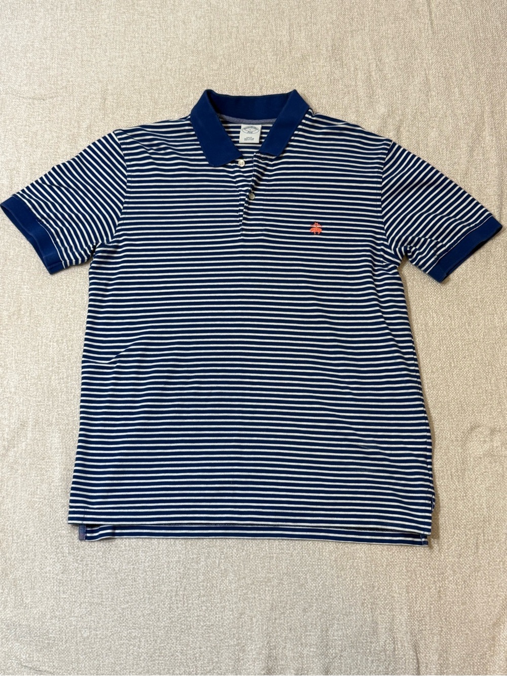 Brooks Brothers 346 Polo Mens L Navy Stripe Slim Fit Preppy Old Money Golf